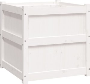 Skrzynia ogrodowa vidaXL Donica ogrodowa, biała, 60x60x60 cm, lite drewno sosnowe 7