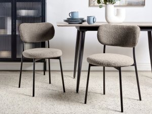 Beliani Zestaw 2 krzeseł do jadalni boucle beżowoszary CASEY 2