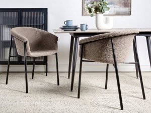 Beliani Zestaw 2 krzeseł do jadalni boucle beżowoszary AMES 2