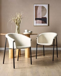 Beliani Zestaw 2 krzeseł do jadalni boucle biały AMES 2