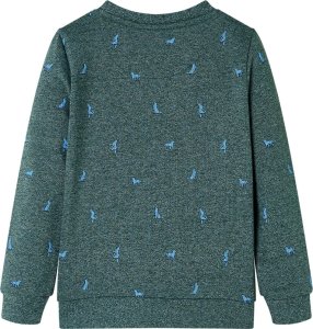 vidaXL Bluza dziecięca z nadrukiem w pieski, ciemnozielony melanż, 104 2