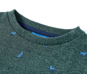vidaXL Bluza dziecięca z nadrukiem w pieski, ciemnozielony melanż, 104 3