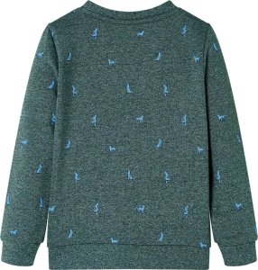 vidaXL Bluza dziecięca z nadrukiem w pieski, ciemnozielony melanż, 116 2