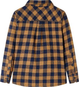 vidaXL Dziecięca koszula w kratę, koniakowo-niebieska, 92 2