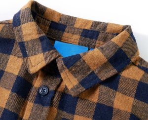 vidaXL Dziecięca koszula w kratę, koniakowo-niebieska, 92 3