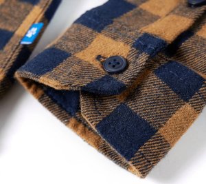 vidaXL Dziecięca koszula w kratę, koniakowo-niebieska, 92 5