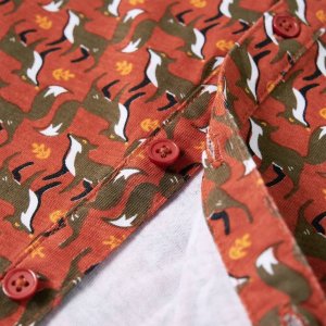 vidaXL Koszula dziecięca z nadrukiem lisów, jasnordzawa, 104 6