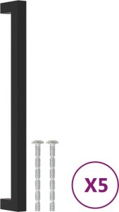 vidaXL Uchwyty do szafek, 5 szt., czarne, 224 mm, stal nierdzewna 2