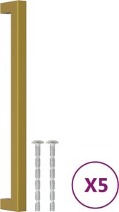 vidaXL Uchwyty do szafek, 5 szt., złote, 224 mm, stal nierdzewna 2
