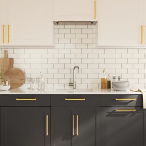 vidaXL Uchwyty do szafek, 5 szt., złote, 224 mm, stal nierdzewna 4