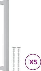 vidaXL Uchwyty do szafek, 5 szt., srebrne, 224 mm, stal nierdzewna 2