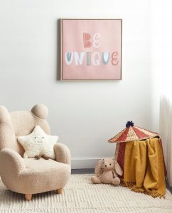 Beliani Obraz na płótnie w ramie napis 63 x 63 cm różowy TAURISANO 2