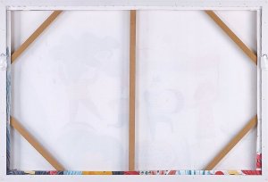 Beliani Obraz na płótnie w ramie postacie 93 x 63 cm wielokolorowy BIBBIENA 3