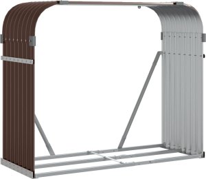 Drewutnia vidaXL Stojak na drewno, brązowy, 120x45x100 cm, stal galwanizowana 2