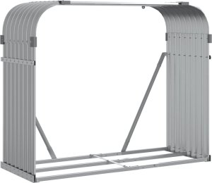 Drewutnia vidaXL Stojak na drewno, jasnoszary, 120x45x100 cm, stal galwanizowana 2