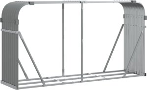 Drewutnia vidaXL Stojak na drewno, jasnoszary, 180x45x100 cm, stal galwanizowana 2
