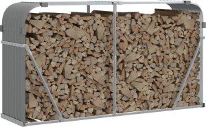 Drewutnia vidaXL Stojak na drewno, jasnoszary, 180x45x100 cm, stal galwanizowana 3