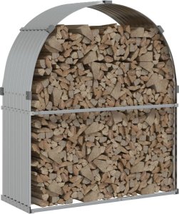 Drewutnia vidaXL Stojak na drewno, srebrny, 120x45x140 cm, stal galwanizowana 3