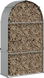 Drewutnia vidaXL Stojak na drewno, srebrny, 120x45x210 cm, stal galwanizowana 3