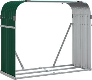Drewutnia vidaXL Stojak na drewno, zielony, 120x45x100 cm, stal galwanizowana 2