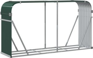 Drewutnia vidaXL Stojak na drewno, zielony, 180x45x100 cm, stal galwanizowana 6