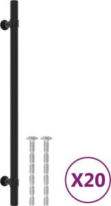 vidaXL Uchwyty do szafek, 20 szt., czarne, 224 mm, stal nierdzewna 2