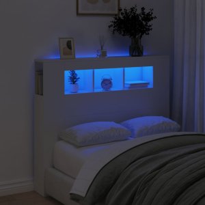 vidaXL Wezgłowie łóżka z LED, białe, 120x18,5x103,5 cm Lumarko! 1