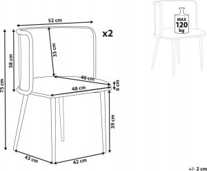 Beliani Zestaw 2 krzeseł do jadalni metalowy czarny KOBUK 10