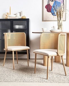Beliani Zestaw 2 krzeseł do jadalni metalowy jasne drewno KOBUK 2