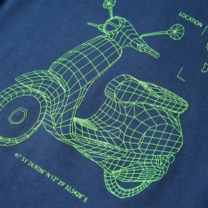 vidaXL Koszulka dziecięca z nadrukiem skutera, ciemnoniebieska, 104 4