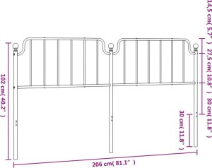 vidaXL Metalowe wezgłowie, czarne, 200 cm 6