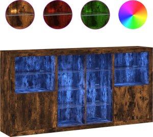 vidaXL vidaXL Szafka z oświetleniem LED, przydymiony dąb, 202x37x100 cm 2