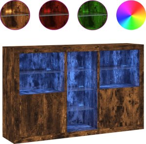 vidaXL Szafka z oświetleniem LED, przydymiony dąb, 162x37x100 cm 2