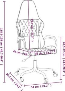Fotel vidaXL Masujący fotel gamingowy, czarny i moro, sztuczna skóra 13