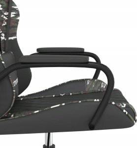 Fotel vidaXL Masujący fotel gamingowy, czarny i moro, sztuczna skóra 7