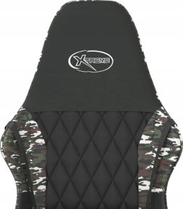 Fotel vidaXL Masujący fotel gamingowy, czarny i moro, sztuczna skóra 8