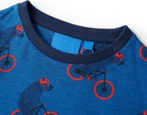 vidaXL Piżama dziecięca z długimi rękawami, misie na rowerach, morska, 116 6