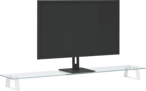 vidaXL Podstawka pod monitor, biała, 100x20x8 cm, szkło i metal 3
