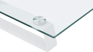 vidaXL Podstawka pod monitor, biała, 100x20x8 cm, szkło i metal 7
