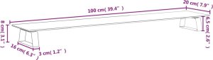vidaXL Podstawka pod monitor, biała, 100x20x8 cm, szkło i metal 8