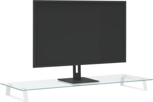 vidaXL Podstawka pod monitor, biała, 100x35x8 cm, szkło i metal 3