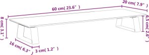 vidaXL Podstawka pod monitor, biała, 60x20x8 cm, szkło i metal 8