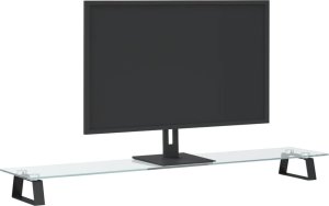 vidaXL Podstawka pod monitor, czarna, 100x20x8cm szkło hartowane metal 3