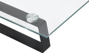 vidaXL Podstawka pod monitor, czarna, 100x20x8cm szkło hartowane metal 7