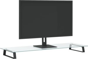 vidaXL Podstawka pod monitor, czarna, 100x35x8cm szkło hartowane metal 3