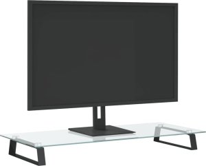 vidaXL Podstawka pod monitor, czarna, 80x35x8cm, szkło hartowane metal 3