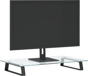 vidaXL Podstawka pod monitor, czarna, 60x35x8cm, szkło hartowane metal 3