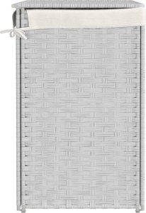 vidaXL Kosz na pranie z 2 komorami, biały, 53x35x57 cm, polirattan 5