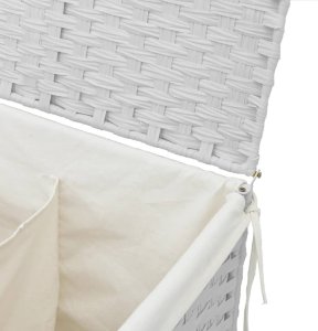 vidaXL Kosz na pranie z 2 komorami, biały, 53x35x57 cm, polirattan 8