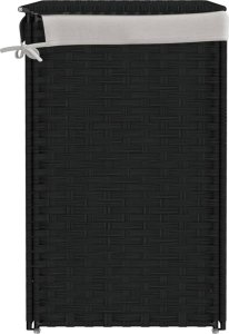 vidaXL Kosz na pranie z 2 komorami, czarny, 53x35x57 cm, polirattan 5